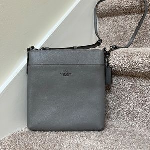Coach Kitt Messenger Crossbody File Bag, grey leather